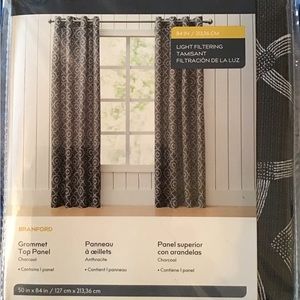 COPY - grommet top curtain panel charcoal and white color size 50 x 84 light fi…